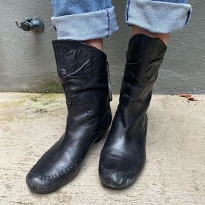 Black 1” Heel Ankle Boots